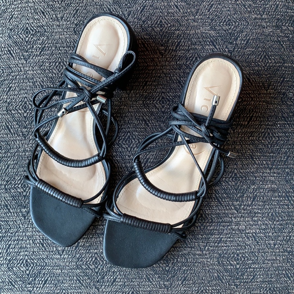 Free People X Vicenza Lovestruck Lace Up Block Heels